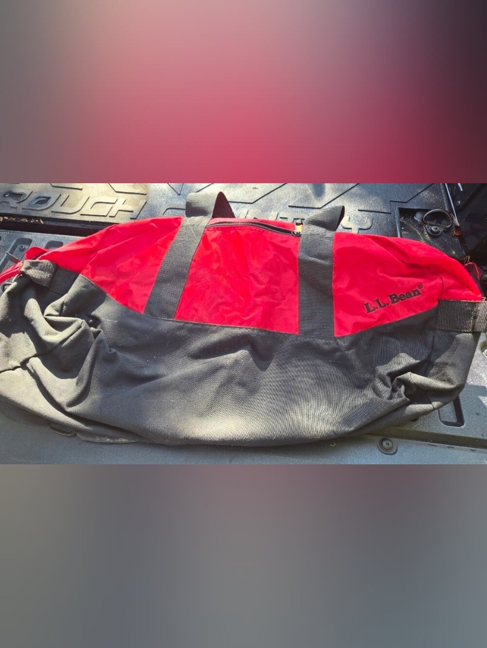 L.L. Bean Red and Black Duffel Bag